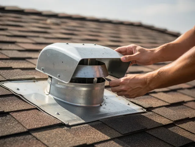 Willowick Dryer Vent Cleaning certified technician safely cleaning a roof-mounted dryer vent in Willowick
