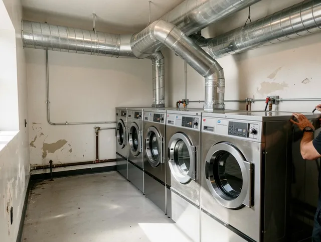 Willowick Dryer Vent Cleaning team performing large-scale commercial dryer vent cleaning in Willowick