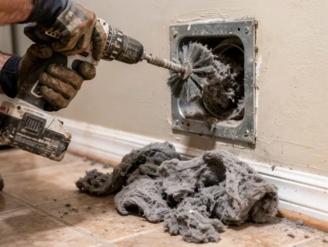 Certified Willowick Dryer Vent Cleaning technician performing dryer vent cleaning in Willowick